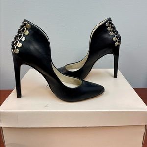 BCBG Black Leather Pumps w/ Corset Lacing - Sz 6